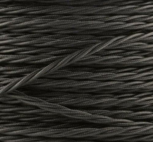 Textilkabel, Stoffkabel, Lampen Kabel Strom, 3-adrig, 3x0,75mm², GWH-Schwarz