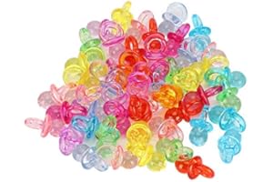 ATYHAO 100 sztuk mini smoczek, akrylowe kolorowe zabawki dla niemowląt chrzest kojący mini kolorowe zabawki dla dziecka urodziny prysznic strona dekoracji (przezroczysty mieszanie kolorów)
