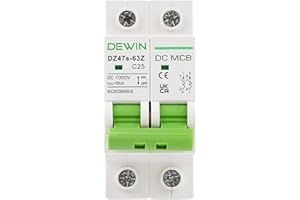 DewinLVD DC Disjoncteur, Petit disjoncteur photovoltaïque Disjoncteur automatique DC1000V 25A 40A Gris-vert