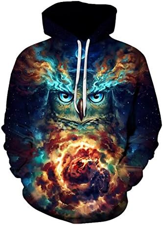 KKYLOVEJ Novelty Owl 3D Printed Street Fashion Unisex Hoodies , 5xl
