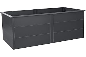 ‎ZELSIUS Zelsius Hochbeet für Garten, Terrasse oder Balkon Anthrazit RAL 7016 | 200 x 100 x 77 cm | Gemüsebeet, Blumenbeet, Pflanzbeet, Pflanzkasten, Blumenkasten, Gartenbeet