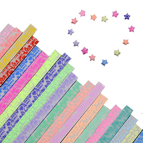 JPSOR Origami Sterne Papierstreifen Package(Glänzen in der Dunkel), 20 Farben, 600 Streifen - 2