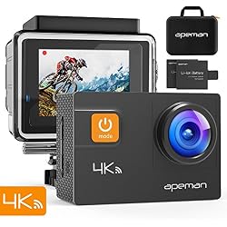 Apeman A80, Cámara de acción 4K Ultra HD, (2,0 pulgadas LCD, Impermeable 40 m), Negro