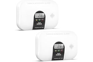 ANDYSSEY Kohlenmonoxid Alarm Detektor, CO-Detektor mit LCD-Anzeige, Selbstinspektionsfunktion, CO Alarm mit Batteriebetriebenem LED-Statuslicht, 2 Stück