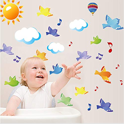 Preisvergleich Produktbild Wandaufkleber Sky Birds Sun Balloon Cloud cartoon für Schlafzimmer kinderzimmer wohnzimmer Wohnkultur vinyl Kindergarten poster