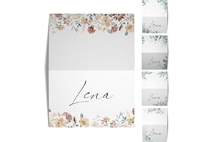 ‎BARTSCHIBÄR Hochwertige Tischkarten für die Hochzeit – Geburtstag – Konfirmation - Namenskarten, Platzkarten (Wildblumen, 25)