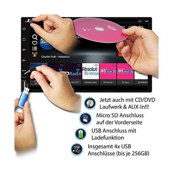Tristan Auron BT1D7018 Autoradio 7,0'' Touchscreen Bildschirm ausfahrbar, Navi, DAB, Bluetooth Freisprecheinrichtung, Mirrorlink, USB CD/DVD 1 DIN, Waze – Bild 3