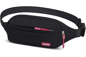 YOOLUAN Waterproof Bum Bag Waist Fanny Packs 4 Zip Pockets Travel Hiking Outdoor Sport Running Belt Holiday Hiking Doggy Bag Money Hip Pouch