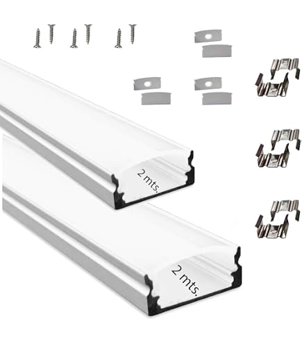 AFTERTECH Aluminiumprofile Für LED-Streifen – 5x 2 Meter Weiß, Inklusive Abdeckung & Kappen – Perfekt Für Indirekte Beleuchtung