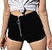 Produktbild Amlaiworld Damen Reißverschluss Elegant Shorts Sport Kurz Hosen Sommer Strand Streetwear Mädchen Fitness Kurz Clubkleidung Mini Hohe Taille Pants Outdoor Casual Freizeithosen (S, Schwarz)