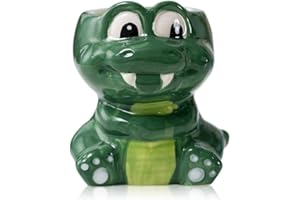 BLOSSOMLIFE Niedlicher Tier-Pflanzgefäß, Mini-Keramik-Carto-Tier-geformter Sukkulenten-Blumentopf für den Innenbereich, Mini-Blumenvase, lustige Tierdekoration (Krokodil)