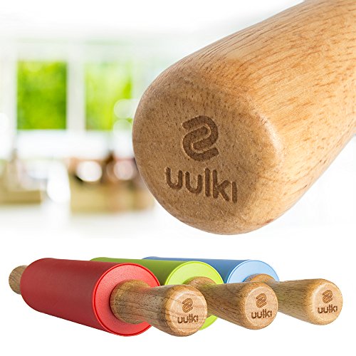 Happy Pastry Chef Teigroller 39 cm Gesamtlänge Antihaft – Nudelholz Silikon Antihaft (Grün) - 4