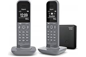 Gigaset CL390A Duo - Téléphone Fixe sans Fil au design Moderne avec Répondeur Intégré Aux combinés, Grand écran Rétro-Éclairé, fonctions Mains Libres et Blocage D'appels - 2 combinés - Gris Anthracite