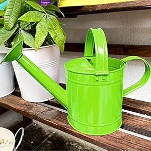 HORTICAN Galvanized Watering Can Small Lightweight Indoor Outdoor Garden Plants, Kids Watering Can, with Shower Head 1.5L/0.3 Gallon, Green
