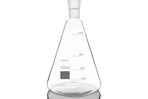 FunChem 24/40 Glas-Erlenmeyerkolben, Borosilikatglas-Graduierter Labor-Kolben mit 24/40 Standard-Konusaußengelenk, 1000 ml