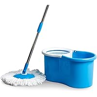 Generic Spin Mop with Easy Wringer and Plastic Bucket for Magic 360 Degree Moving with Handle with Easy Cleaning (Color May Vary)