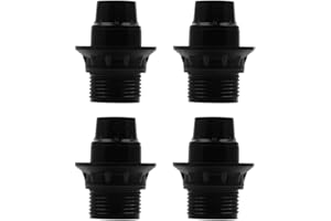 KNOWING 4 Stück E14 Fassung Leuchten 250V 4A Kunststoff Lampenkopf Lampenfassung Außengewinde Retro Stil (Schwarz)