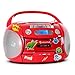 Produktbild auna Boomheart Ghettoblaster Kassettenplayer (Sticker-Set, CD-Player, UKW-Radio, MP3-fähiger USB-Port, Netz-/Batteriebetrieb, transportabel) rot
