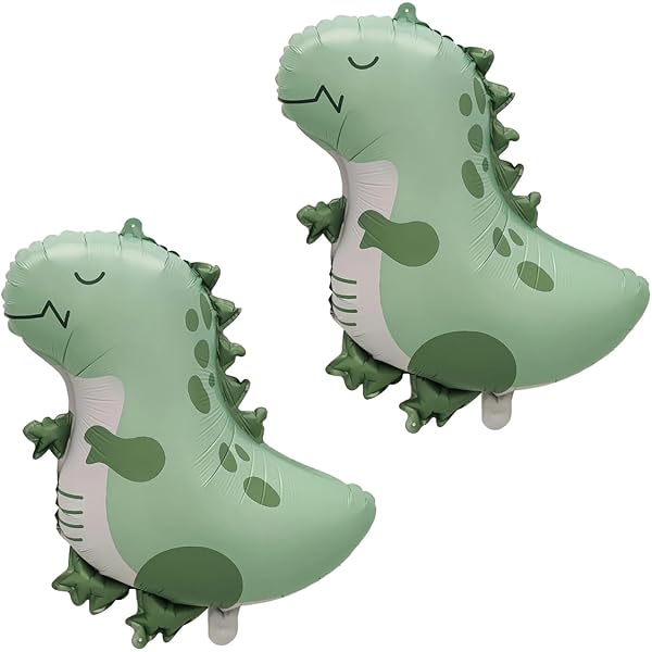 2 Palloncini A Forma Di Dinosauro In Alluminio | 78x86 Cm | Per Feste Di Compleanno Bambini