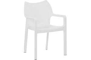 CLP Kunststoff-Gartenstuhl Diva mit Armlehnen I XXL- Kunststoffstuhl mit Einer Belastbarkeit von 160 kg, Farbe:weiß