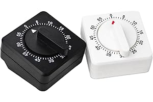 Zynewa Mechaniczny minutnik kuchenny, 2 sztuki, mechaniczny, krótkotrwały budzik, minutnik kuchenny, ręcznie regulowany, 60 minut (biały + czarny)