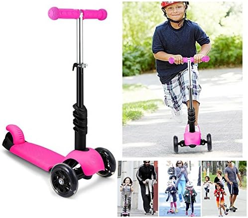 3-Wheel Mini Kick Scooter with Removable Seat Adjustable Handlebar LED Flashing Wheels for Kids (Age 3-10)（UK STOCK） (Purple)