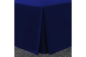 BRONWEN MATHEWS Bronwen Mathew Box Pleated Base Valance Sheet King Size Bed Valance Sheets Navy, Microfiber Soft Brushed Easy Care Non Iron (King, Navy)