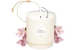 MY JOLIE CANDLE - Bougie Bijou Parfumée Fleur de Cerisier - Bracelet Doré en acier inoxydable avec Perles Crèmes - Cadeau parfait pour Noël et anniversaire - Cire à base végétale - Made in France