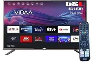 BSL BEAUTIFUL SOUND LINE BSL-32T2SV VIDAA Smart TV 32" | WiFi | RJ45 | RÉSOLUTION HD1366X720p | USB | DVBT2/S2/C | Compatible avec Youtube, Netflix, Disney +, Dazn, Prime | HDMI