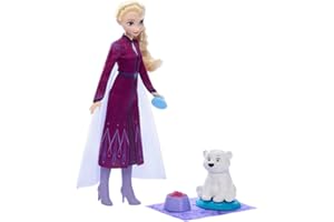 Mattel Disney La Reine des Neiges Coffret Elsa et l’Ourson avec 4 accessoires, dont un lit et une couverture pour l’animal, coffret inspiré des Animaux d’Arendelle