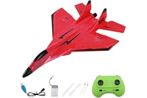 HRKVSK Ferngesteuerte Flugzeuge, RC Flugzeug Kinder mit LED Beleuchtung, Flugzeug Spielzeug, RC Flugzeug Ferngesteuert für Kinder und Anfänger Geeignet, Rot