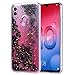 Produktbild Misstars Glitzer Hülle für Huawei Honor 10 Lite/P Smart 2019, Bling Pailletten Transparent Weich TPU Silikon mit Schwarz Blumen Malerei Muster Backcover Anti-Rutsch Kratzfeste Schutzhülle