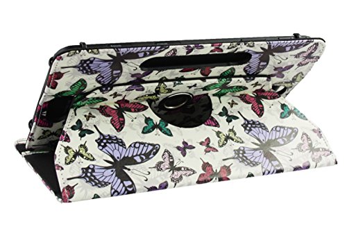 Emartbuy® Trekstor SurfTab Wintron 7.0 Tablet 7 Zoll Universal ( 7 – 8 Zoll ) Multi-farbige Schmetterlinge 360 Grad rotierende Stand Folio Geldbörse Tasche Hülle + Schwarz Eingabestift - 7