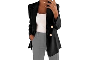 shownicer Blazer Femme Élégant Manches Longues Revers Veste de Costume Blouson Jacket Couleur Unie Slim Fit Tailleur Ouvert Manteau