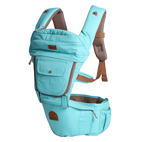Bebamour Cotton Baby Carrier Infant Comfort Backpack Sling Wrap (Lake Green)