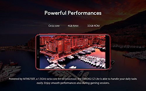 UMIDIGI S2 Lite - 6 Zoll Smartphone Ohne Vertrag Dual Sim, 4G Smartphone Ohne Vertrag Android 7 (Gesichtserkennung, 5100mAh, Octa Core, 4 GB RAM + 32GB ROM, 16.0MP + 5.0MP Dual-Kameras, USB Type-C, Vollmetall-Unibody) - Rot
