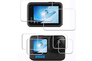 iDaPro Vetro Temperato per GoPro Hero 12 11 10 Hero12 Hero11 Hero10 Pellicola protezione vetro protettivo Tempered Glass Screen Protector Durezza 9H Antigraffio [2+2+2 pezzi]