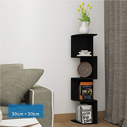 HUO,Shelf Wall Shelf Partition Wall Corner Frame Creative Tripod Fan-shaped Flower Stand (Color : D Black)