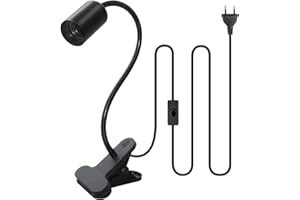 WPQIUZS E27 Klemmleuchte mit Stecker und 240 CM Kabel, 360°Verstellbarer 35 CM Länge Schwanenhals Lampe, Lampenfassung mit Clip, Klemmleuchte mit Schalter, Klemmlampe mit Stecker, Bettlampe für Schlafzimmer