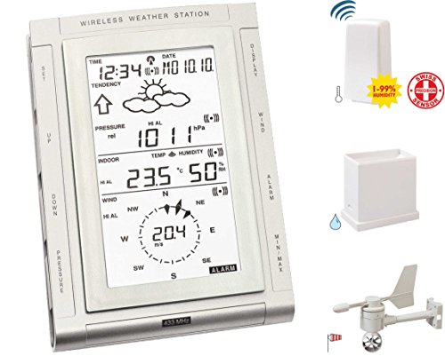 Technoline, Wettercenter WS 2307, Silber, 4-teilig bestehend aus Station,Außensender WS2300-25, Regensensor WS2300-16 und Windsensor WS2300-15, 11,8 x 3 x 17,9cm - 2