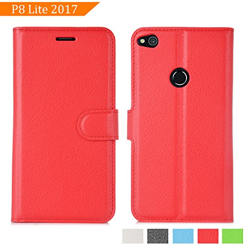 Huawei P8 Lite 2017 Hülle, IVSO Hohe Qualität Advanced Shock Absorption Technology Case Folio Tasche Cover für Huawei P8 Lite 2017 Smartphone (Für Huawei P8 Lite 2017, Rot) - 2