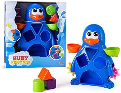 Busy Penguin Baby Bath Toy - Shape Sorter & Water Wheel Action Bath-time Toy by EduKid Toys