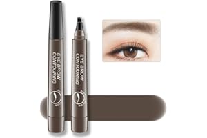 ZSSEMEI Augenbrauenstift, Eyebrow Pen, Wasserfester Augenbrauen-Stift, Microblading Brauenstift, 24 Stunden Lang Haltbar, Wischfest, Natürlich Aussehende (4# Gray Brown)