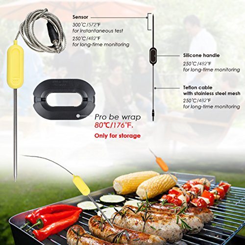 Bratenthermometer Backofen Grillthermometer Bluetooth mit Dual Sonde von Morpilot, digital Thermometer mit LCD Display sofort lesen für Garten Grillen, Backen, Ofen, Kochen, Steak Android iPhone iPad iOS App 4.3 unterstützt ( 2 Temperaturfühlern ) - 3