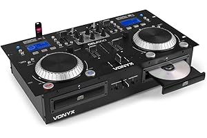 Vonyx CDJ500 Professional DJ CD Mixer Combo with Built-In Amplifier, Bluetooth Connectivity and Dual Players for Live Events, Parties, Studio Sessions