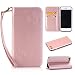Produktbild Nancen Compatible with Handyhülle iPhone 7 (4,7 Zoll) Handyhülle, Luxus Rosegold Prägung Schmetterling und Blume Muster Flip Case PU Leder Tasche Ledertasche Etui