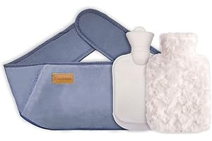 Kellegour Bouillotte Peluche,Bouillotte Ceinture,Bouillotte avec Housse en Peluche Douce,Bouillotte Pied,Fournir Chaleur pour Soulager Douleur de Larthrite, Maux de Tête, Thérapie Chaude et Froide