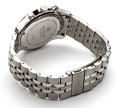 Swiss Military Flagship Chrono Men's Quartz Watch with Blue Dial Chronograph Display and Silver Stainless Steel Bracelet 6-5183.04.003