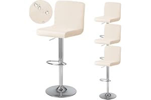 Levoberg Fodera per sgabello da bar con schienale impermeabile, copertura per sedia da sala da pranzo girevole copertura per seggiolone da bar estensibile 4 pezzi, beige