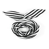 Sourcingmap Fabric Coated Striped Print Women Hair Scarf Head Band, White/Black